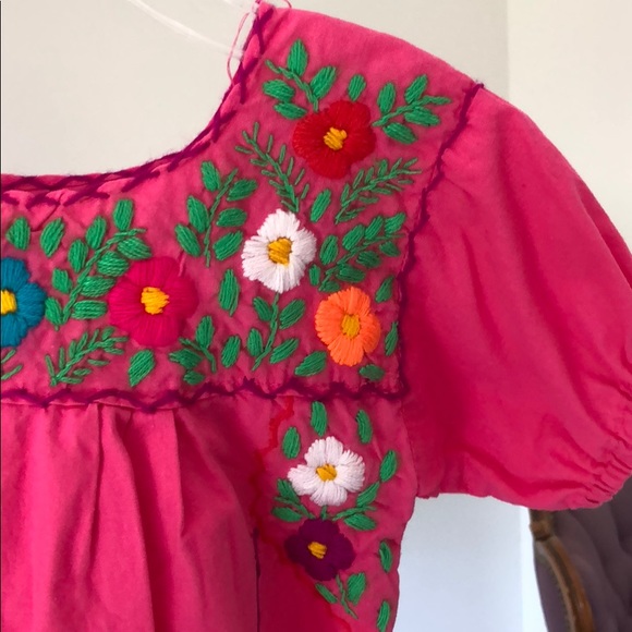 Little girls pink embroidered dress - Picture 3 of 8